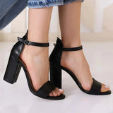 Siyah Tek Bant Kalın Topuklu Ayakkabı MA-030