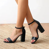 Siyah Tek Bant Kalın Topuklu Ayakkabı MA-030