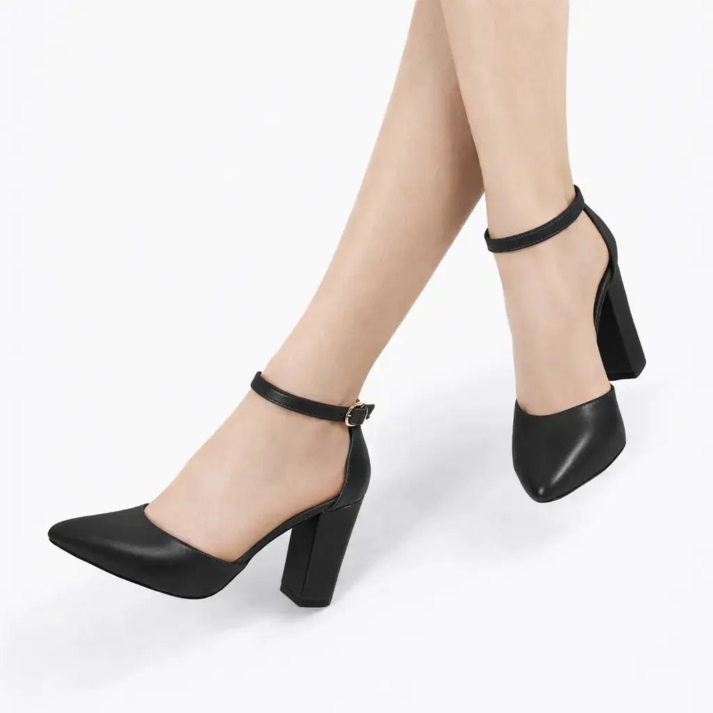 Siyah Tek Bantlı Topuklu Ayakkabı RA-062
