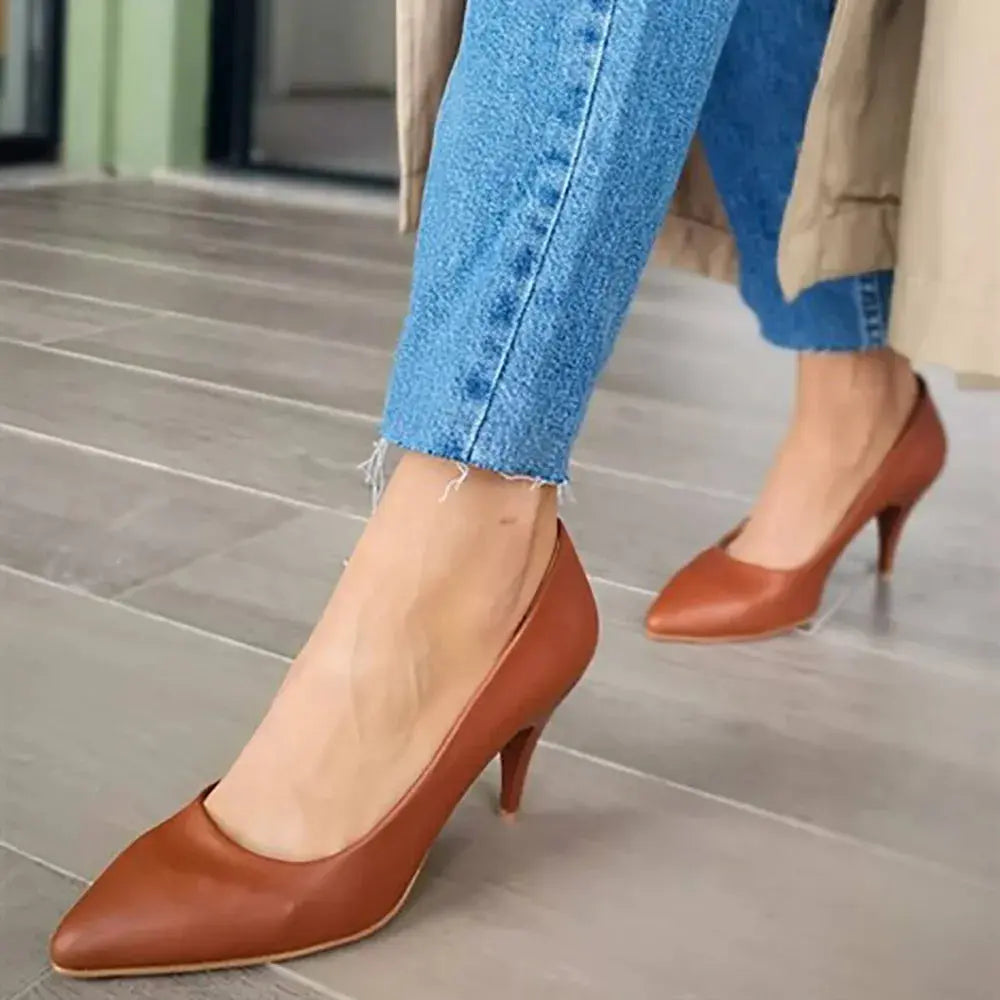 Taba 7 cm Topuklu Ayakkabı MA-017