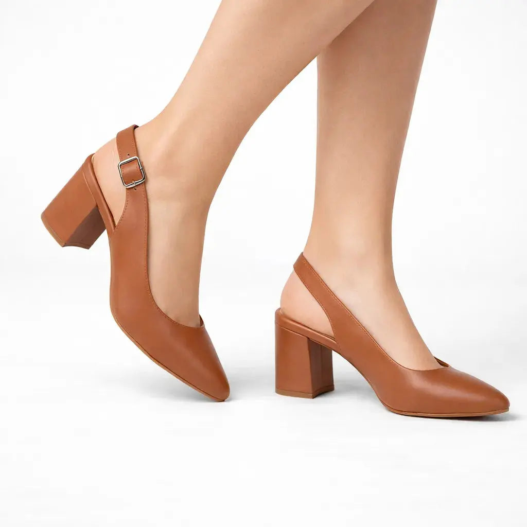 Taba Bilekten Bağlamalı Kalın Topuklu Ayakkabı MA-028