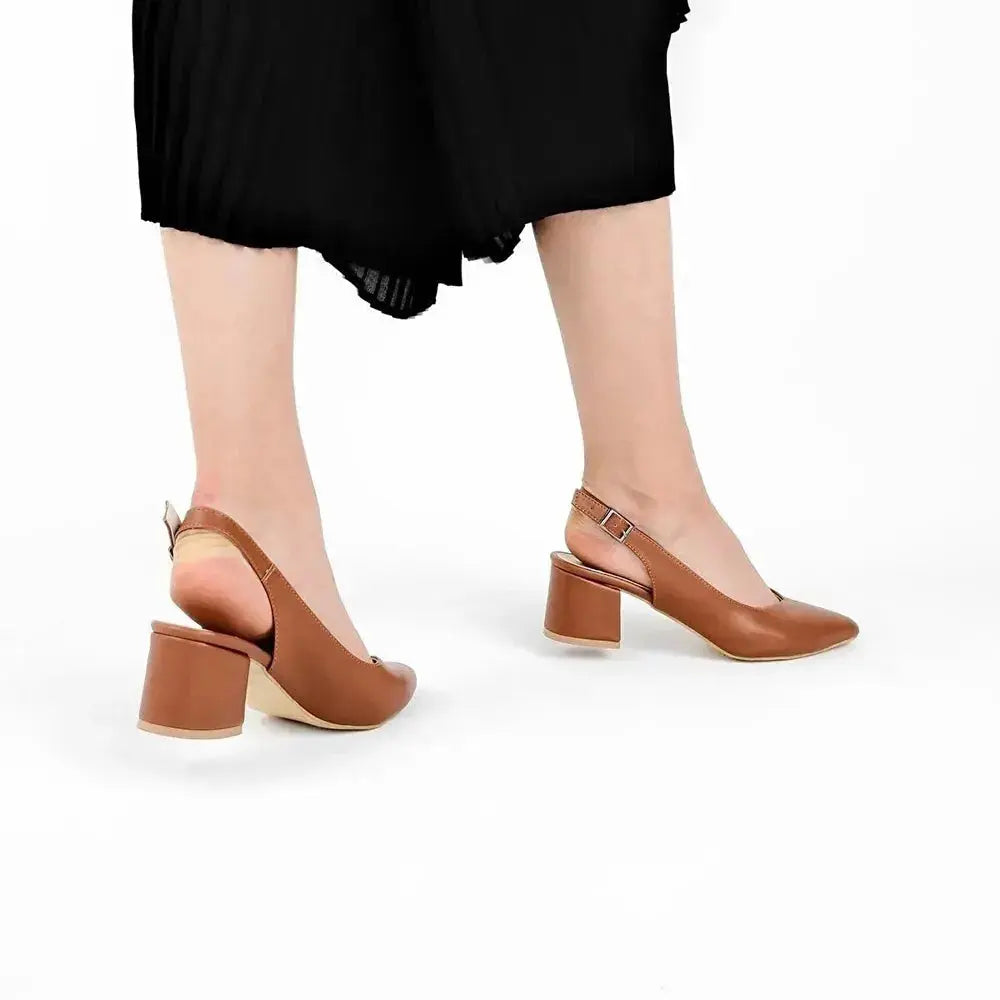 Taba Bilekten Bağlamalı Kalın Topuklu Ayakkabı MA-028