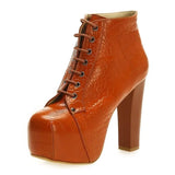 Taba Krokodil Kalın Topuklu Bağcıklı Platform Bot RA-010