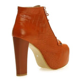 Taba Krokodil Kalın Topuklu Bağcıklı Platform Bot RA-010