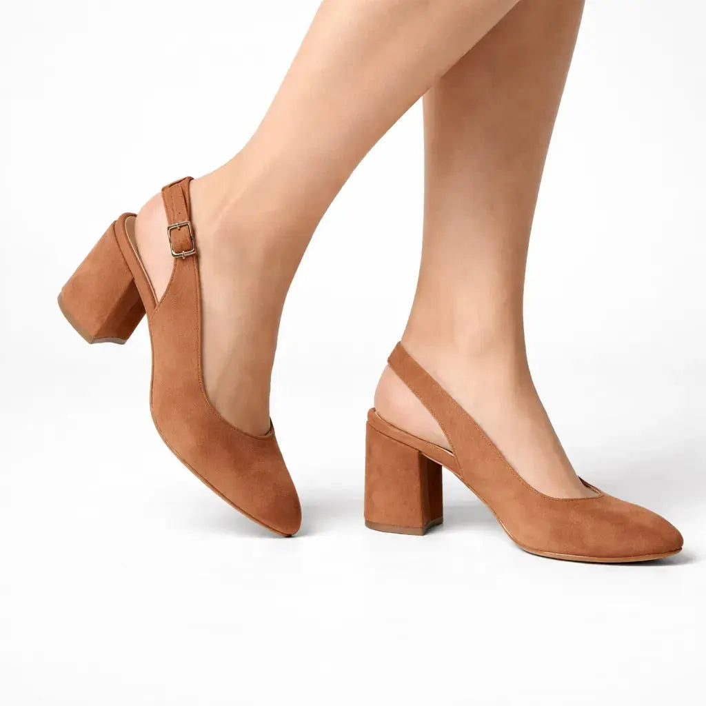 Taba Süet Bilekten Bağlamalı Kalın Topuklu Ayakkabı MA-028