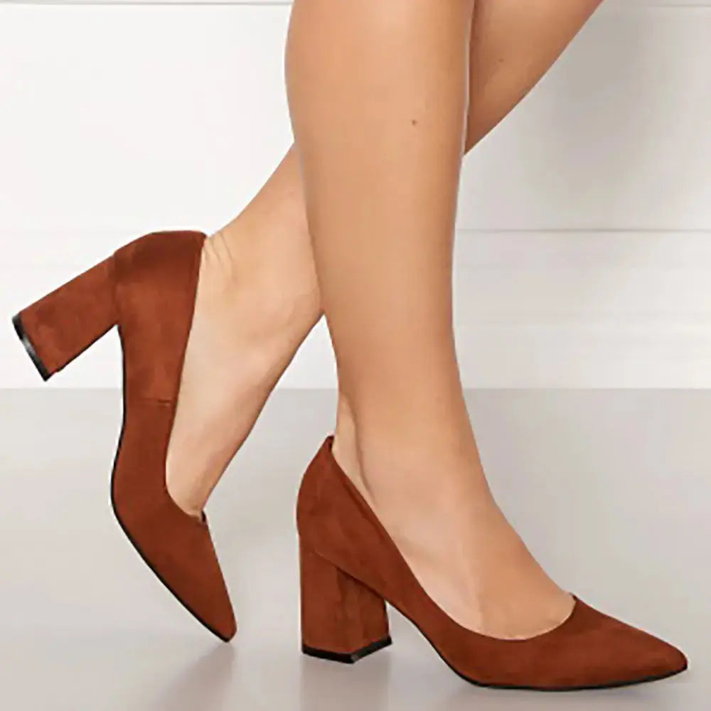 Taba Süet Kısa Topuklu Ayakkabı MA-024