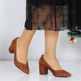 Taba Süet Kısa Topuklu Ayakkabı MA-024