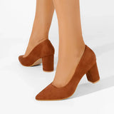 Taba Süet Kısa Topuklu Ayakkabı MA-024