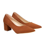 Taba Süet Kısa Topuklu Ayakkabı MA-024