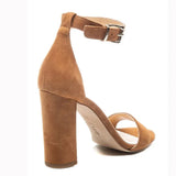 Taba Süet Tek Bant Kalın Topuklu Ayakkabı MA-030