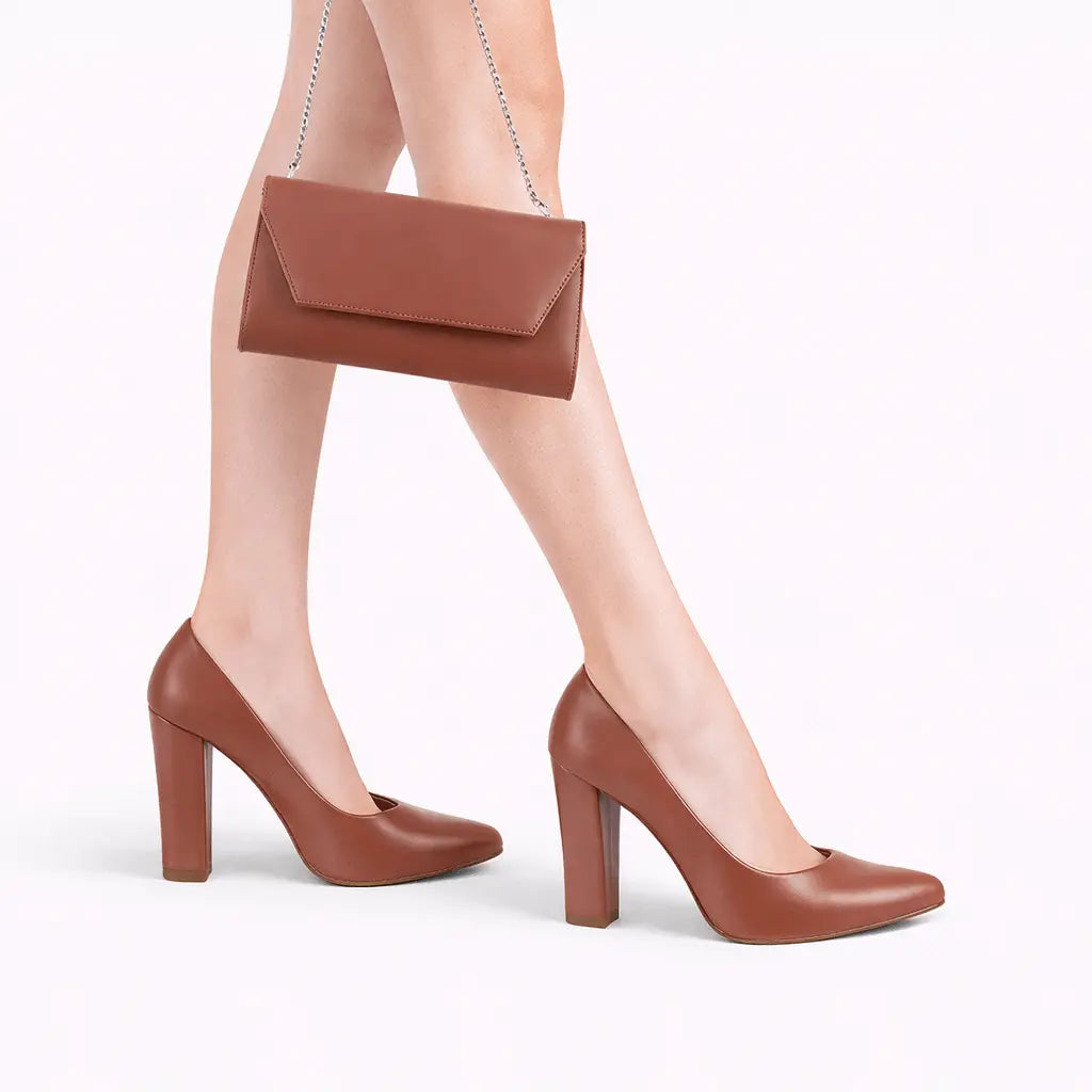 Taba Topuklu Ayakkabı Çanta Set RA-023 RUBRICA 