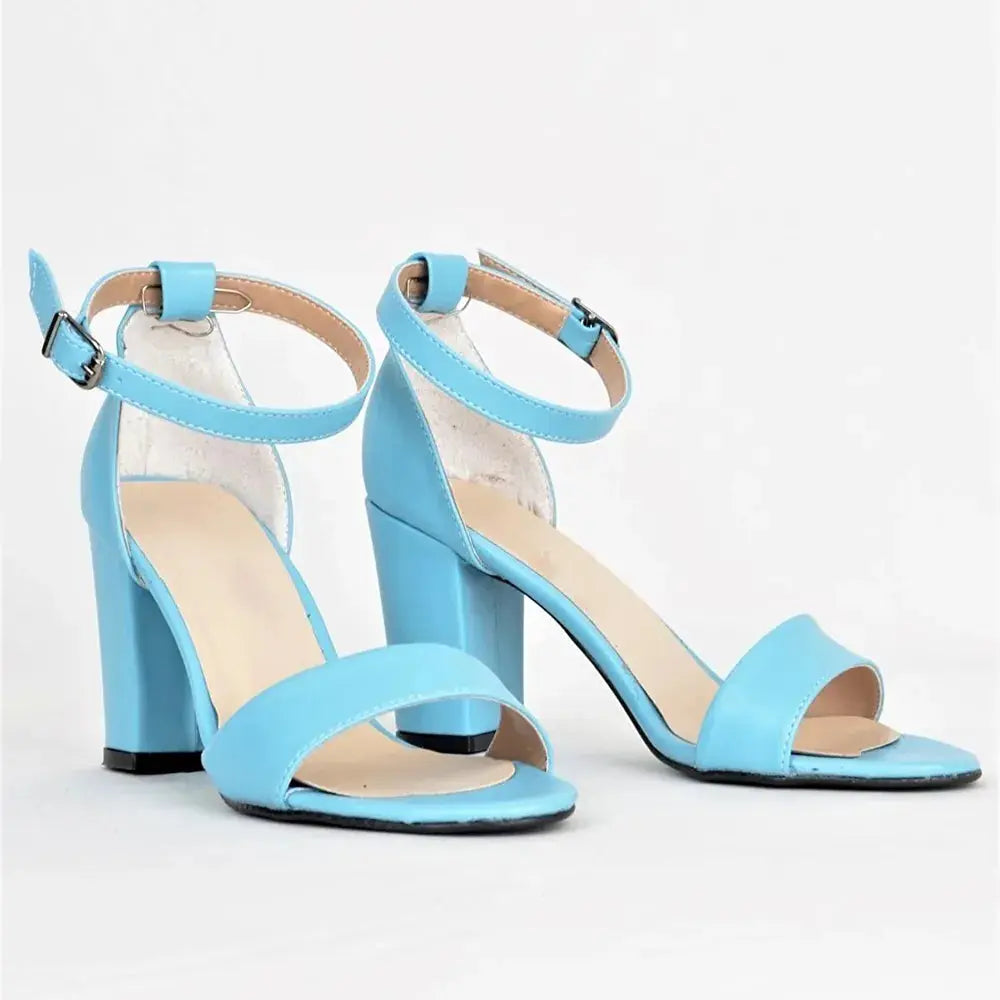 Turkuaz Tek Bant Kalın Topuklu Ayakkabı MA-030
