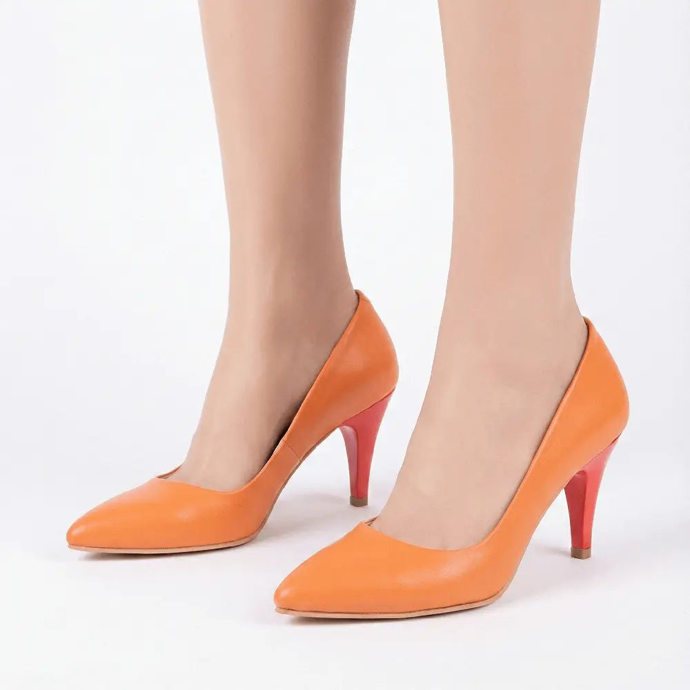 Turuncu 7 cm Topuklu Ayakkabı MA-017