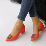 Turuncu Alçak Topuklu Taşlı Abiye Ayakkabı RA-1620