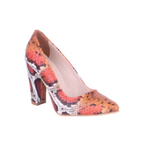 Turuncu Baskı Kadın Kalın Topuklu Ayakkabı MA-023 RUBRICA