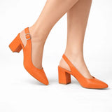 Turuncu Bilekten Bağlamalı Kalın Topuklu Ayakkabı MA-028