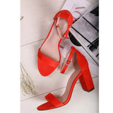 Turuncu Süet Tek Bant Kalın Topuklu Ayakkabı MA-030