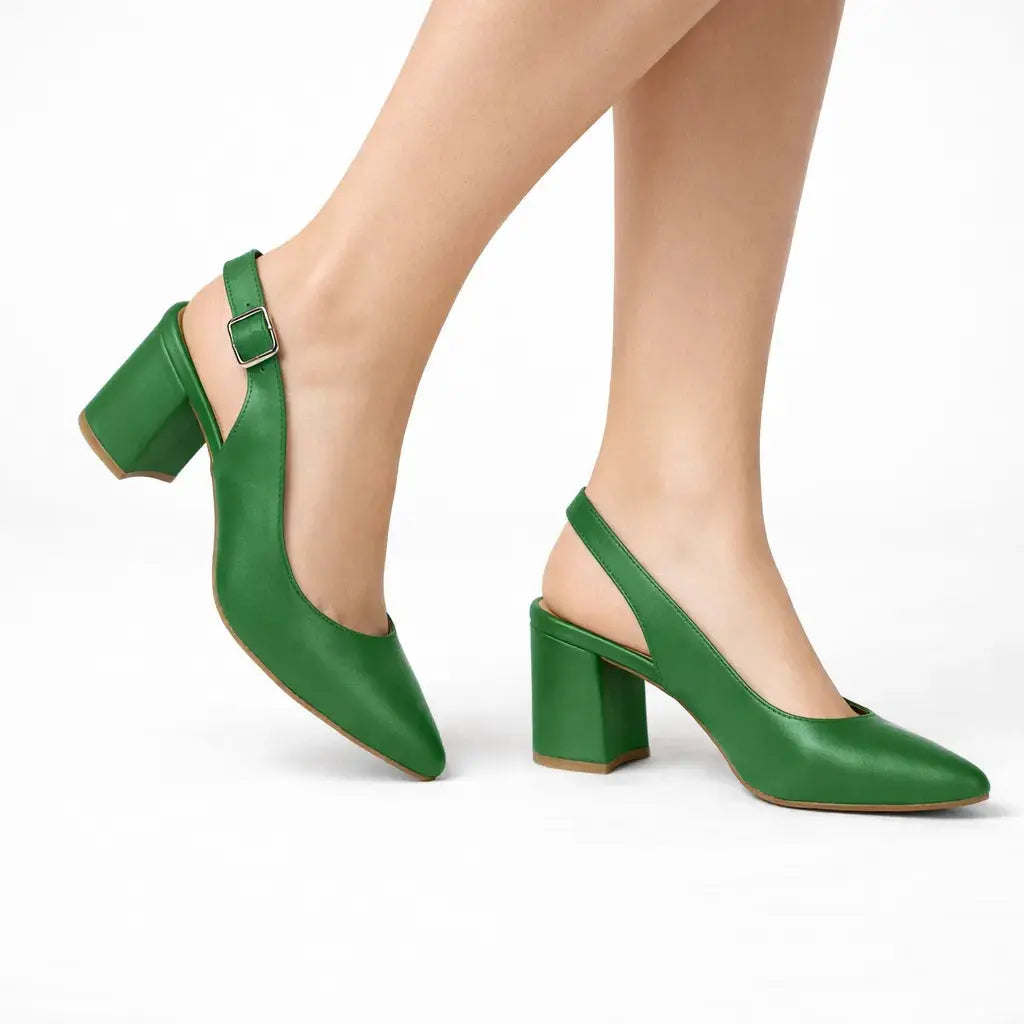 Yeşil Bilekten Bağlamalı Kalın Topuklu Ayakkabı MA-028