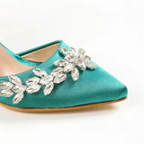 Yeşil Taşlı Bilekten Bağlamalı Topuklu Ayakkabı RA-561