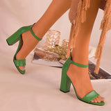 Yeşil Tek Bant Kalın Topuklu Ayakkabı MA-030